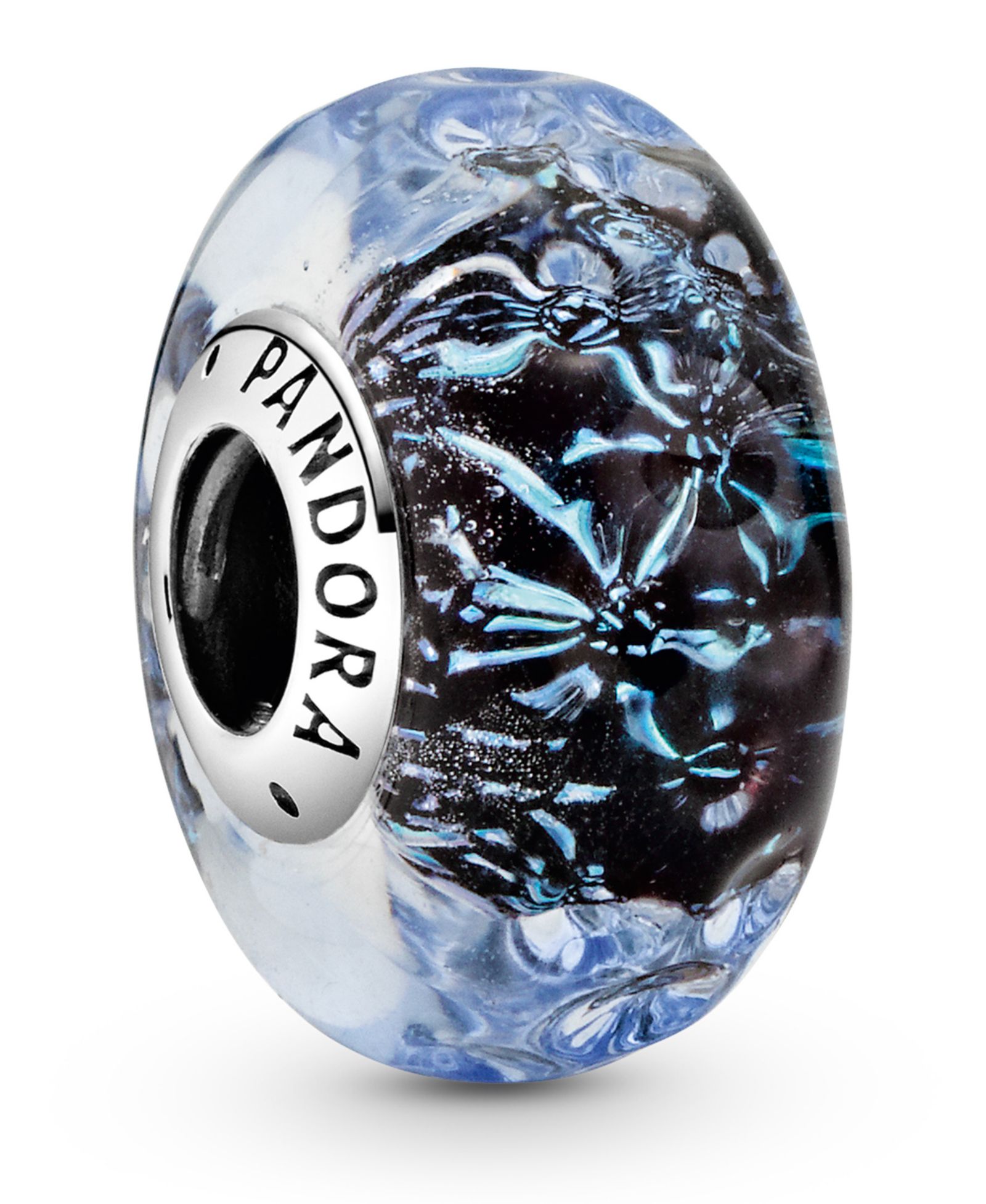 Pandora Sterling Silver Wavy Dark Blue Murano Glass Ocean шарм