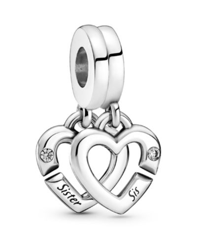 Подвеска-шарм Pandora Cubic Zirconia Linked Sister Hearts Split