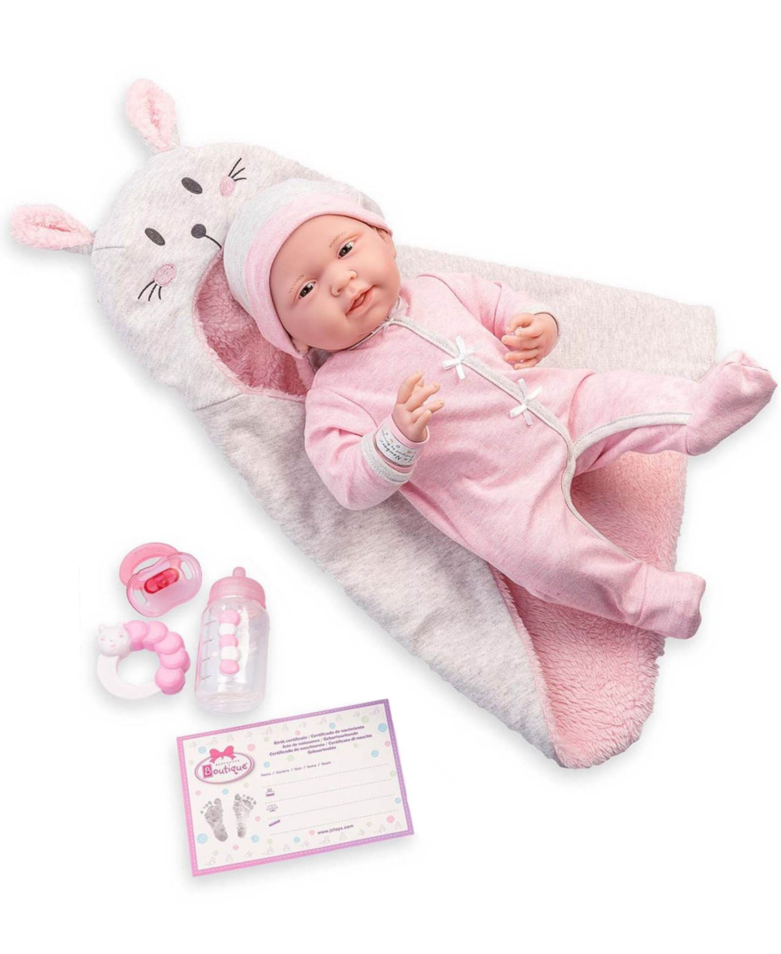JC TOYS набор для новорожденных La Newborn Bunny, 9 предметов