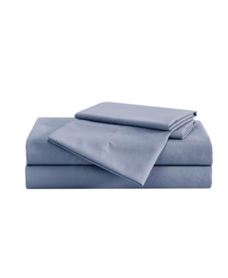 London Fog Garment Wash Solid 4 Piece Sheet Set, Queen