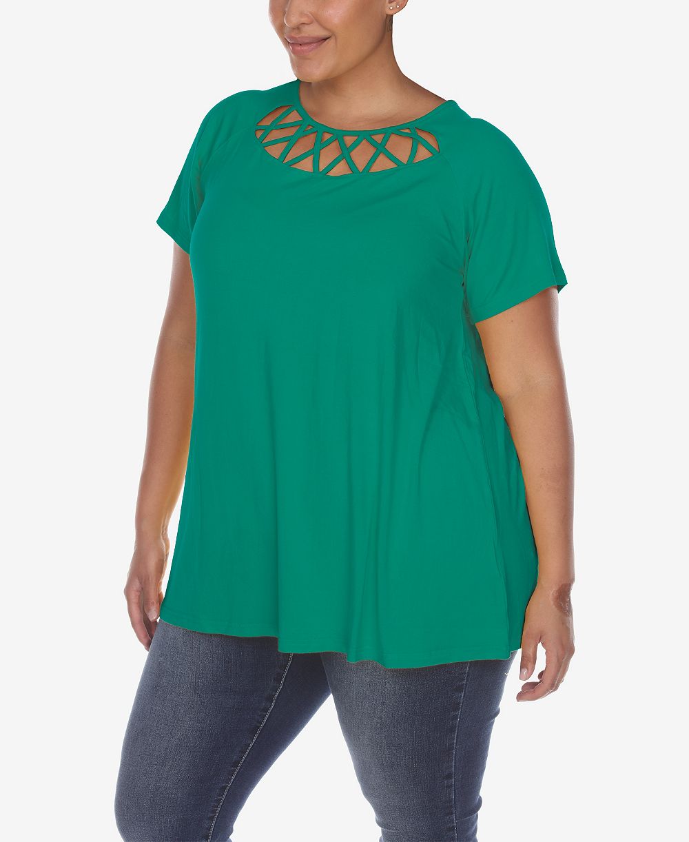 Женский топ White Mark Plus Size с перекрестным вырезом и коротким рукавом