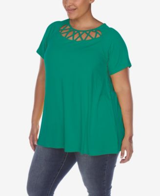 Женский топ White Mark Plus Size с перекрестным вырезом и коротким рукавом