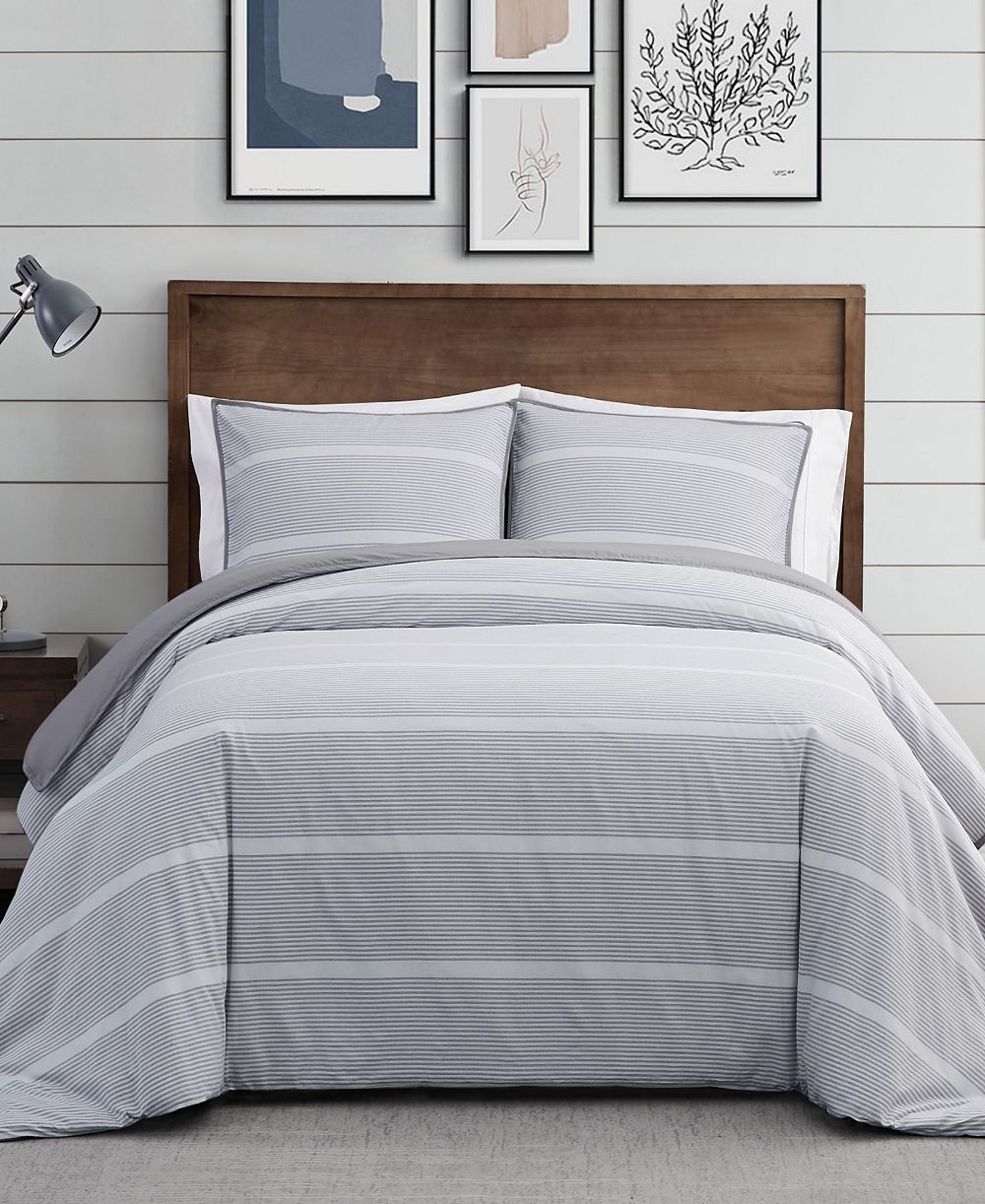 Brooklyn Loom Niari Yarn Dye Stripe 3 Piece Comforter Set, Full/Queen