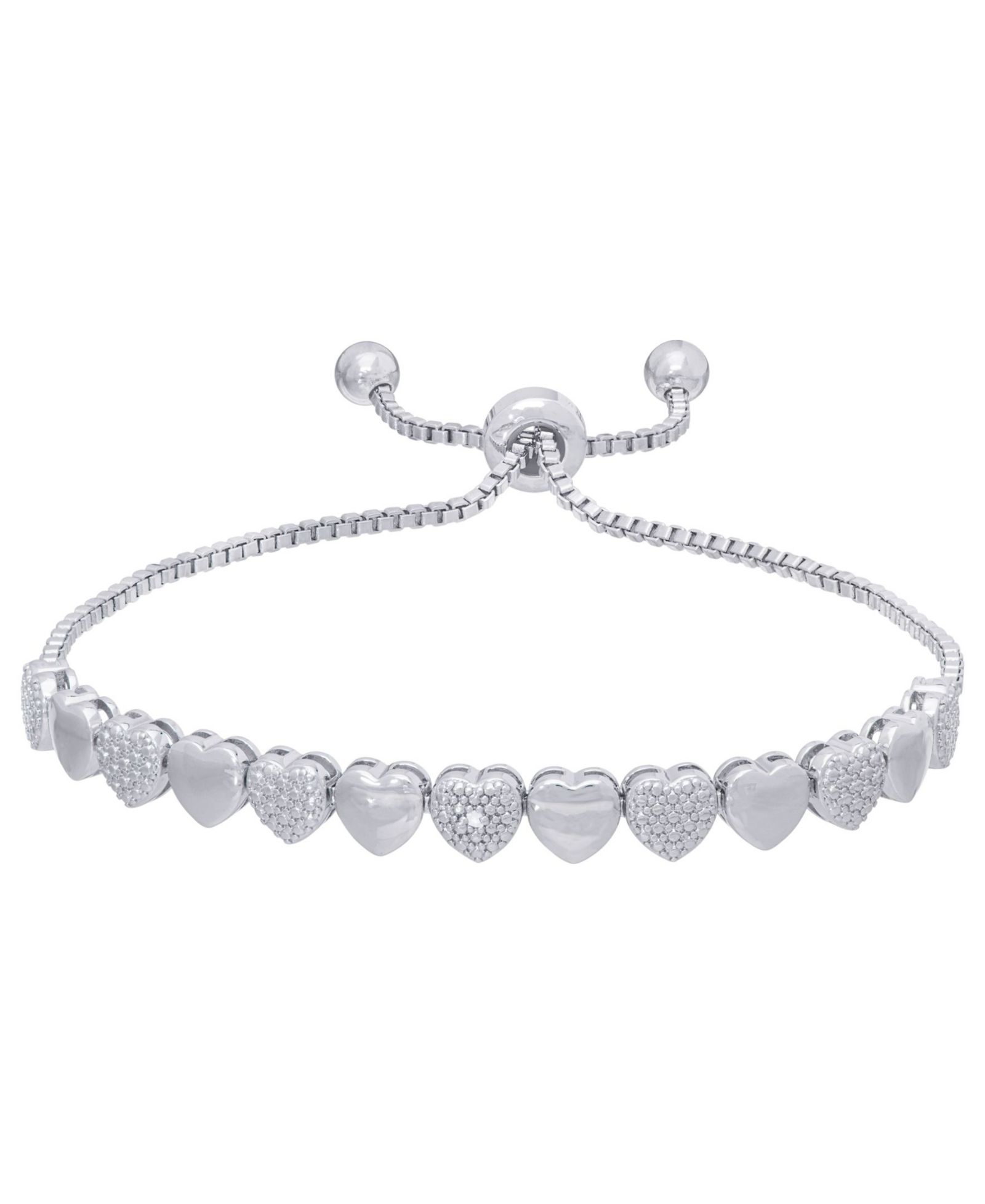 Браслет Bolo Diamond Accent Heart Link Adjustable