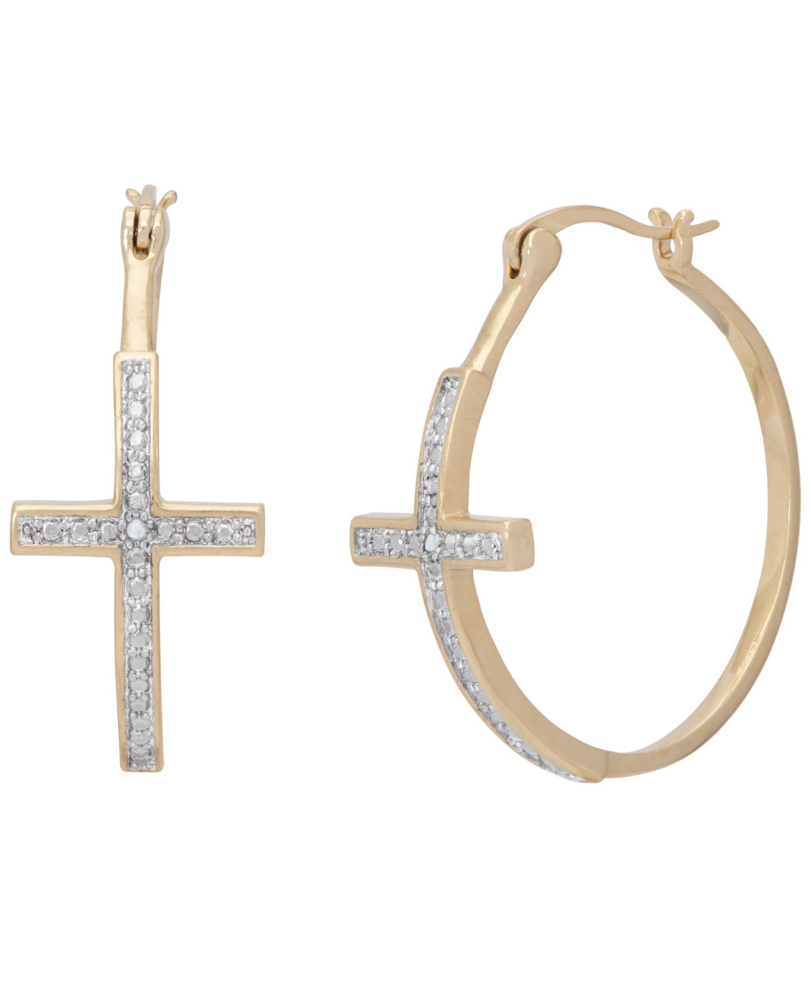 Серьги-кольца Macy's Diamond Accent Large Cross Hoop