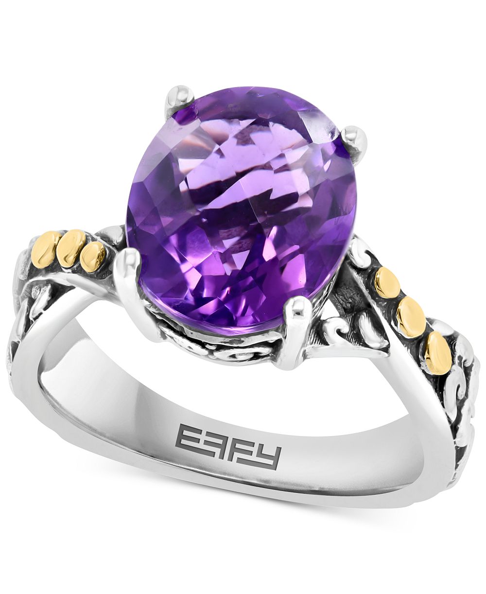 EFFY® Amethyst Twist Two-Tone Statement Ring (4-7/8 ct. t.w.) in Sterling Silver & 18k Gold-Plate