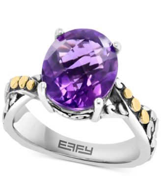 Серебряное и позолоченное кольцо EFFY® Amethyst с крупным аметистом (4-7/8 карата суммарно)