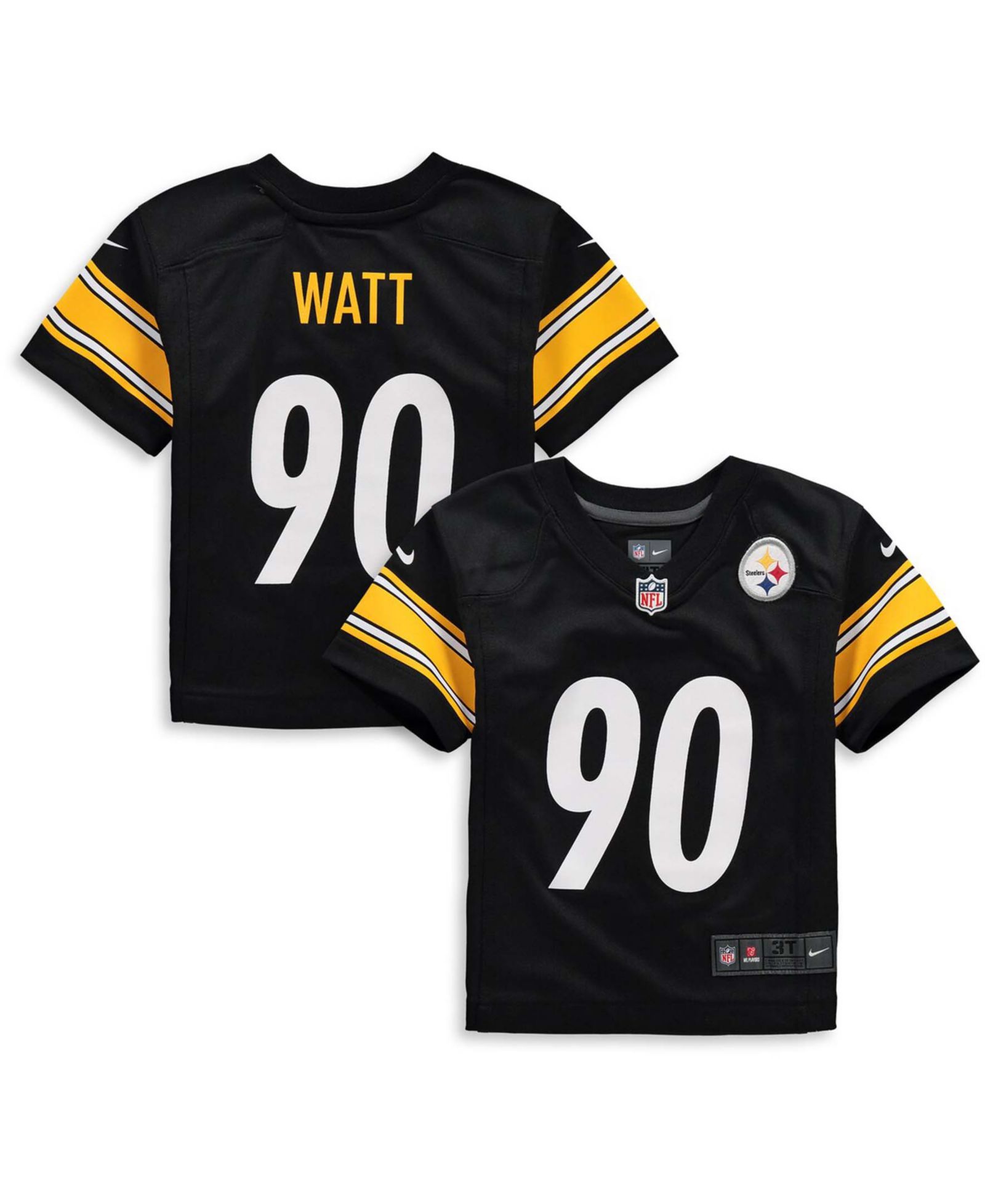 Nike Детская игровая джерси T.J. Watt Black Pittsburgh Steelers для мальчиков и девочек