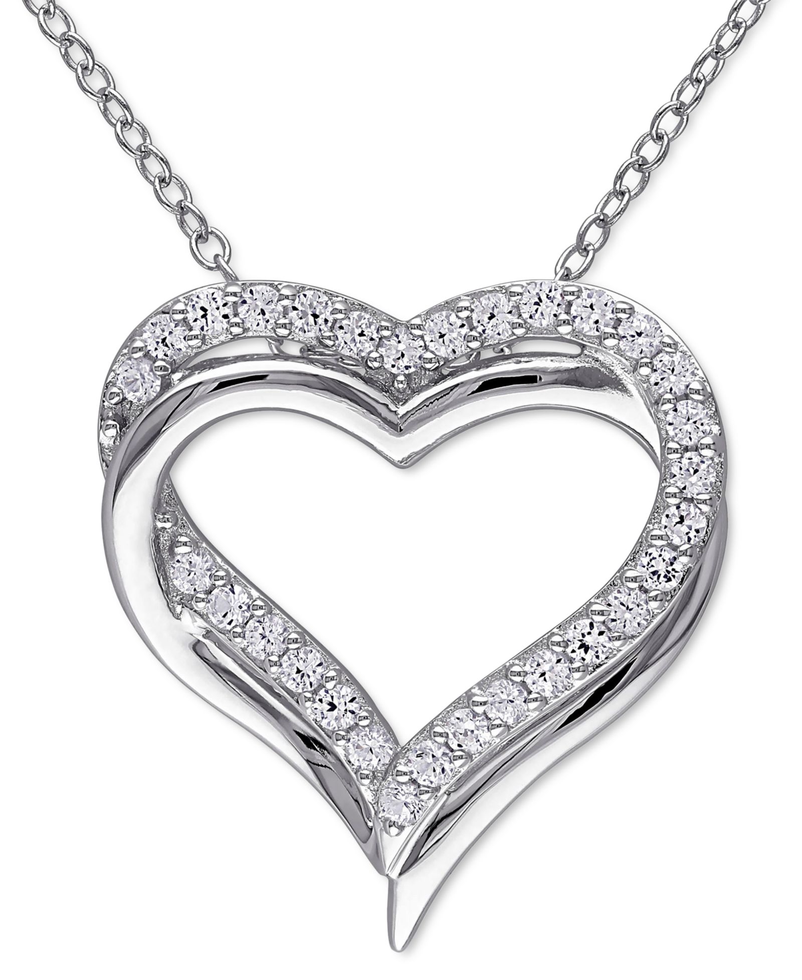 Подвеска Lab-Grown White Sapphire Heart в стерлинговом серебре, 18" (5/8 ct. t.w.)