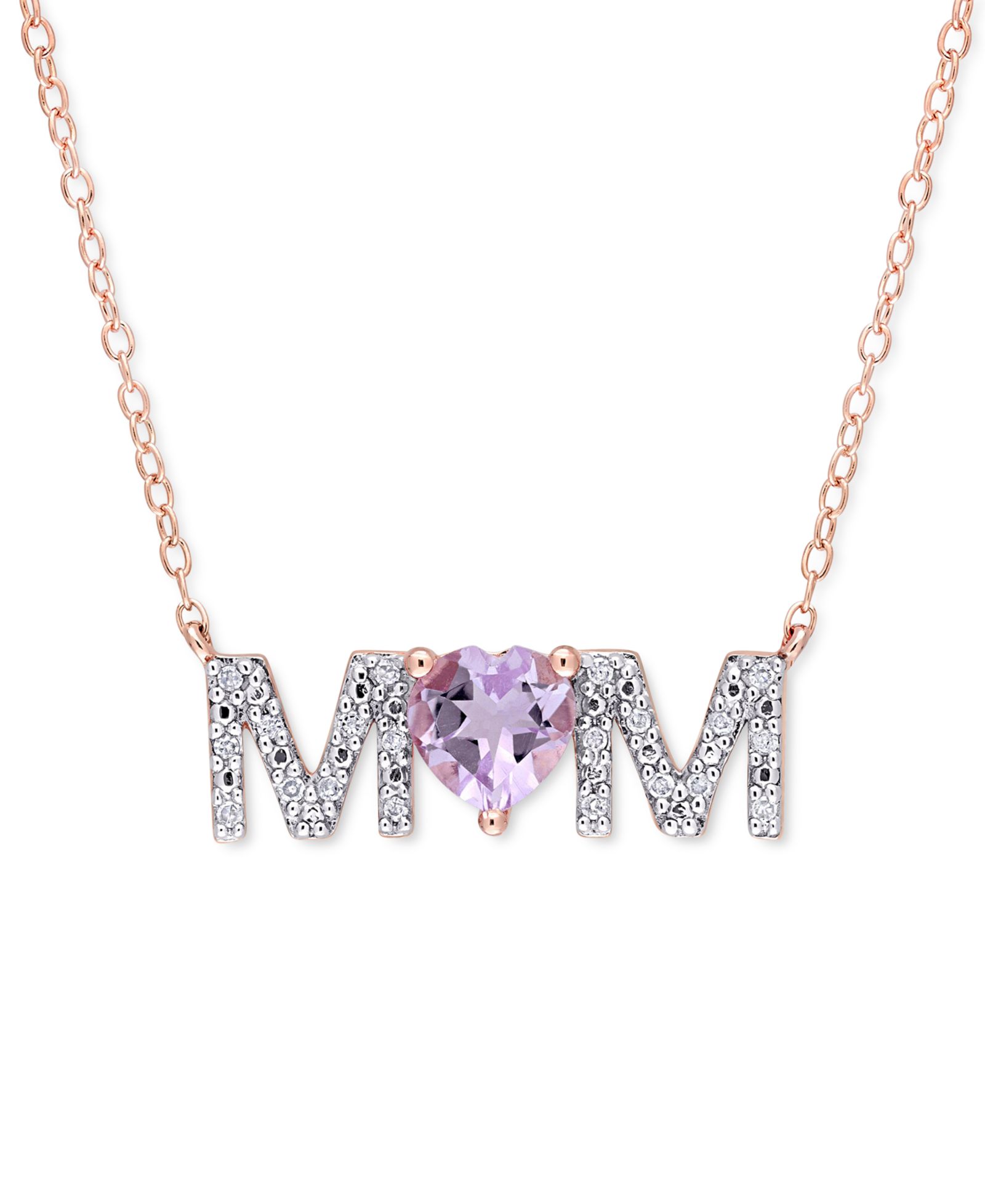 Подвеска MOM 18" с рубиновым гранатом (4/5 ct. t.w.) и бриллиантом (1/10 ct. t.w.) в золотом покрытии