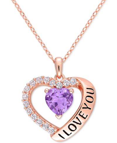 Подвеска-сердце Macy's "I Love You" из 18k розового золота и стерлингового серебра