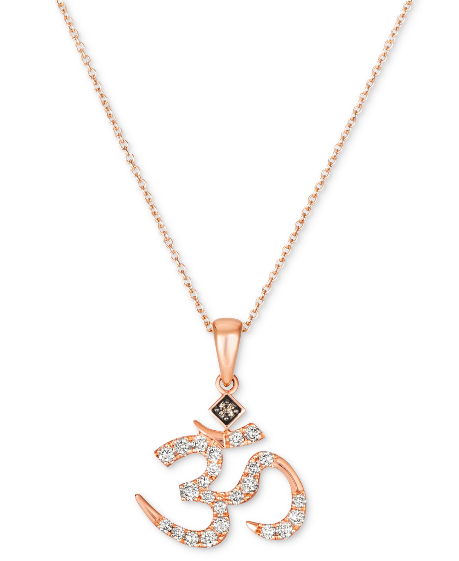 Le Vian® Nude Diamond (1/4 ct. t.w.) & Chocolate Diamond Accent Om Symbol Pendant Necklace in 14k Rose Gold, 18" + 2" extender