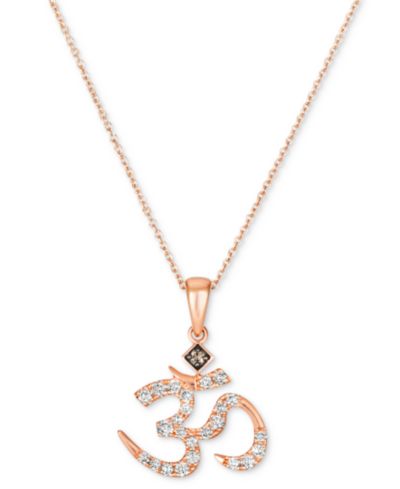 Le Vian® Nude Diamond (1/4 ct. t.w.) & Chocolate Diamond Accent Om Symbol Pendant Necklace in 14k Rose Gold, 18" + 2" extender
