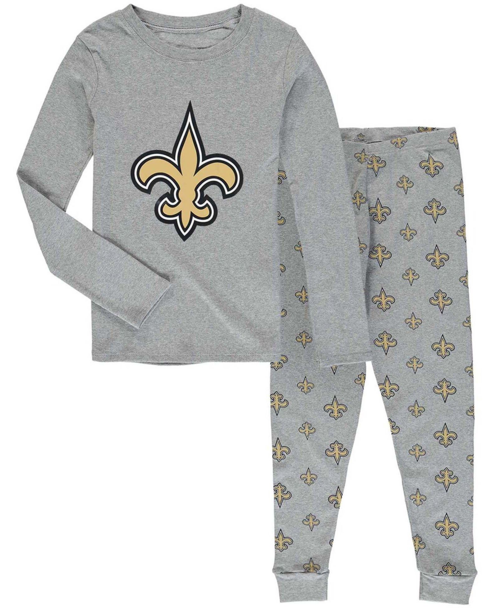 Детский пижамный комплект Outerstuff New Orleans Saints: футболка с длинным рукавом и брюки, серый меланж