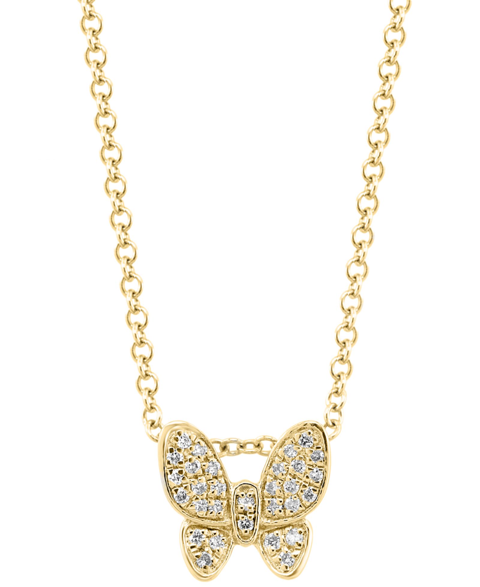 Подвеска EFFY® Diamond Pavé Butterfly 18" в позолоченном серебре 14k