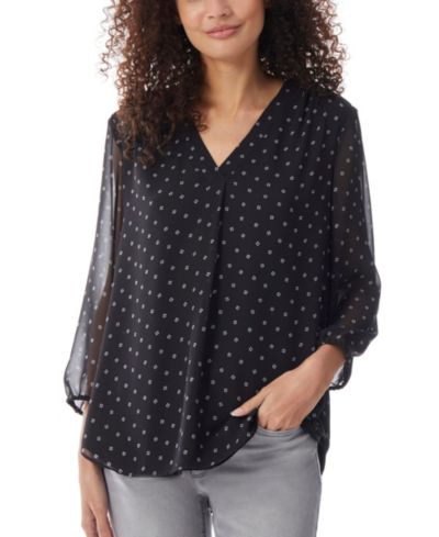 Женская туника Jones New York V-Neck Pleat Front 3/4-Sleeve