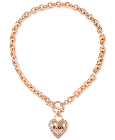 Подвеска GUESS My Sparkly Valentine Logo Heart 17” Toggle Necklace