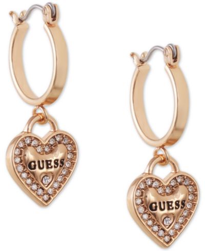 Серьги GUESS Gold-Tone Crystal Heart Drop
