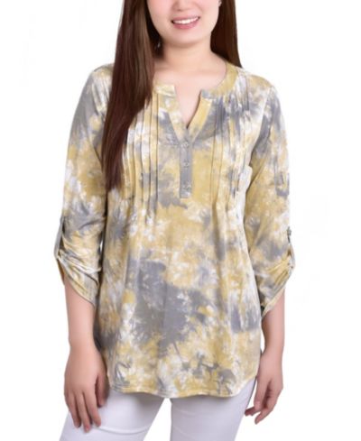 Топ NY Collection Petite с жаккардовым трикотажем и 3/4 рукавом