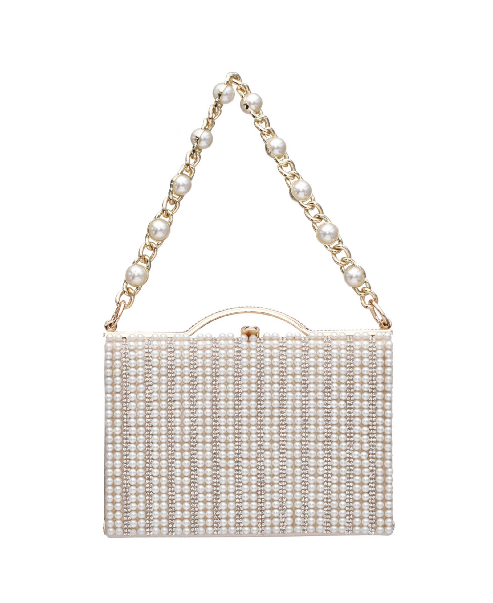 Nina Women's Imitation Pearl and Crystal Minaudiere
