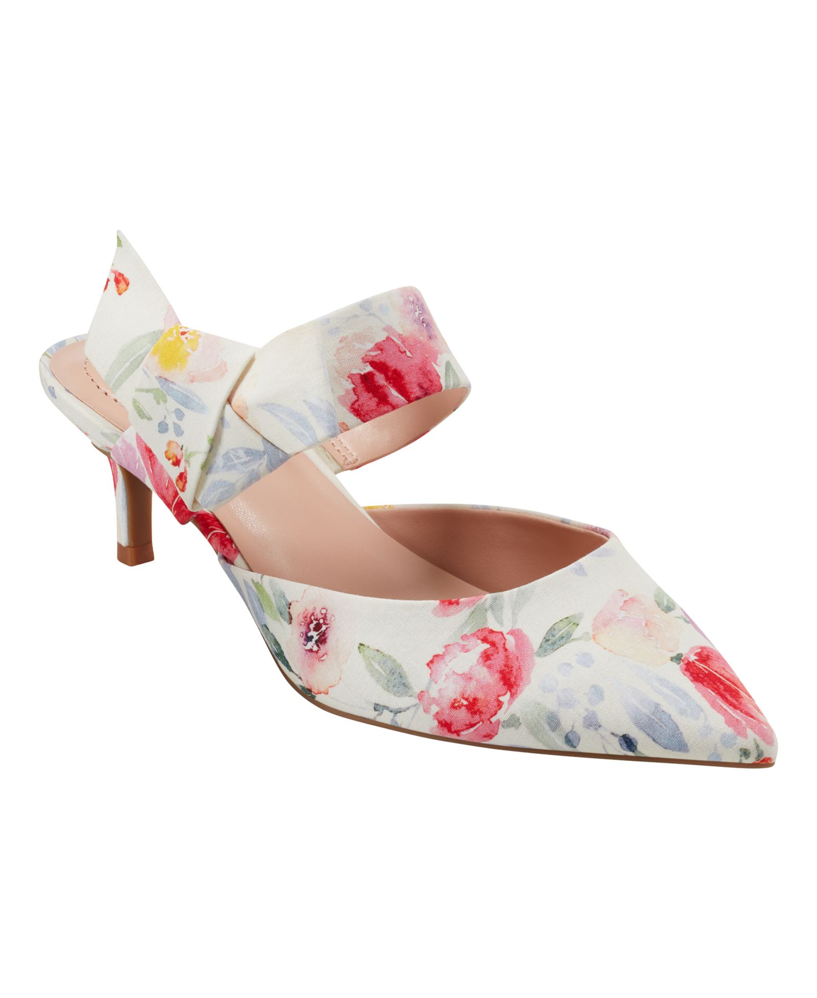 Bandolino Women's Millie Bow Strap Kitten Heel Mules