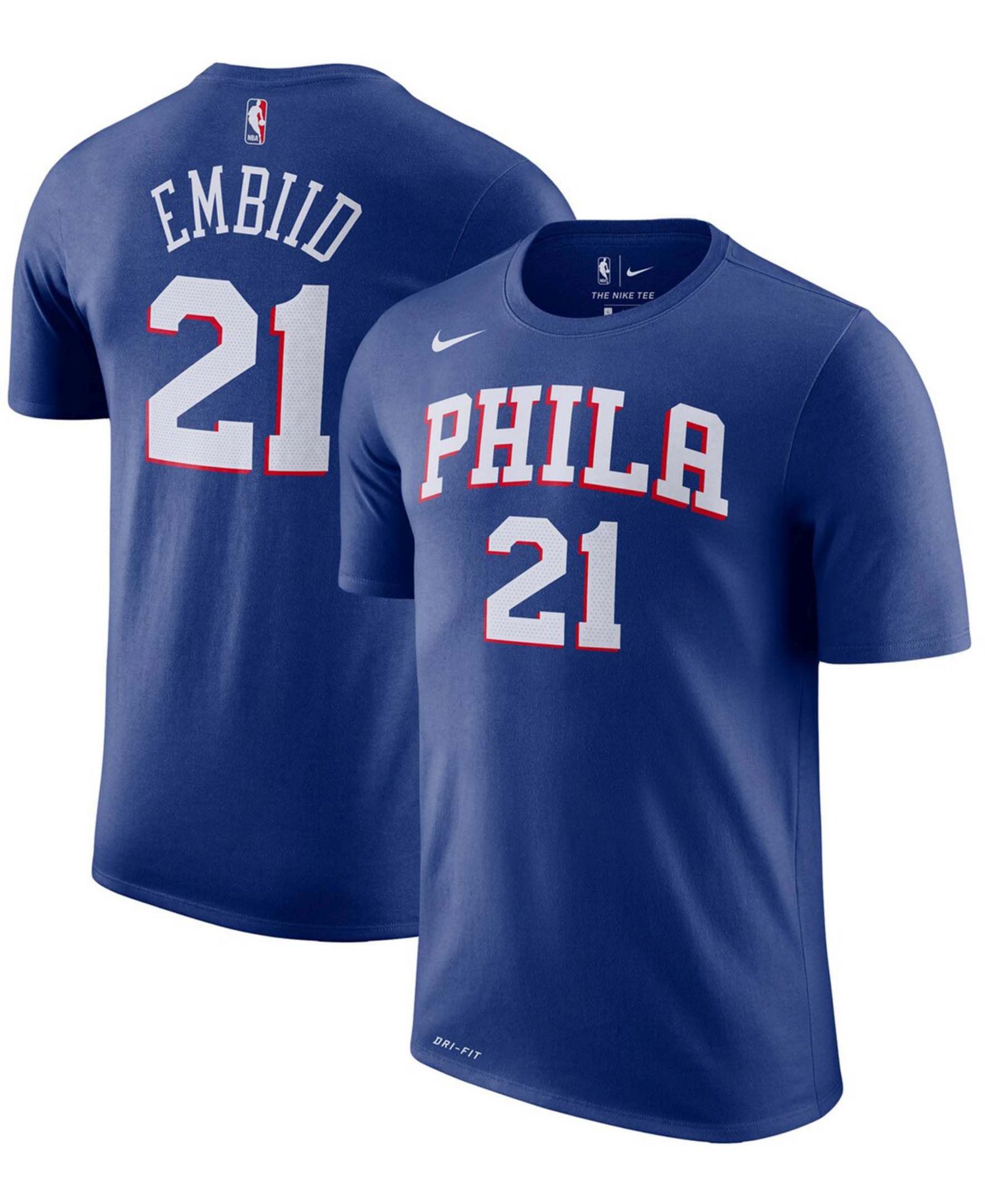 Мужская спортивная футболка Nike с именем и номером игрока Joel Embiid Philadelphia 76ers