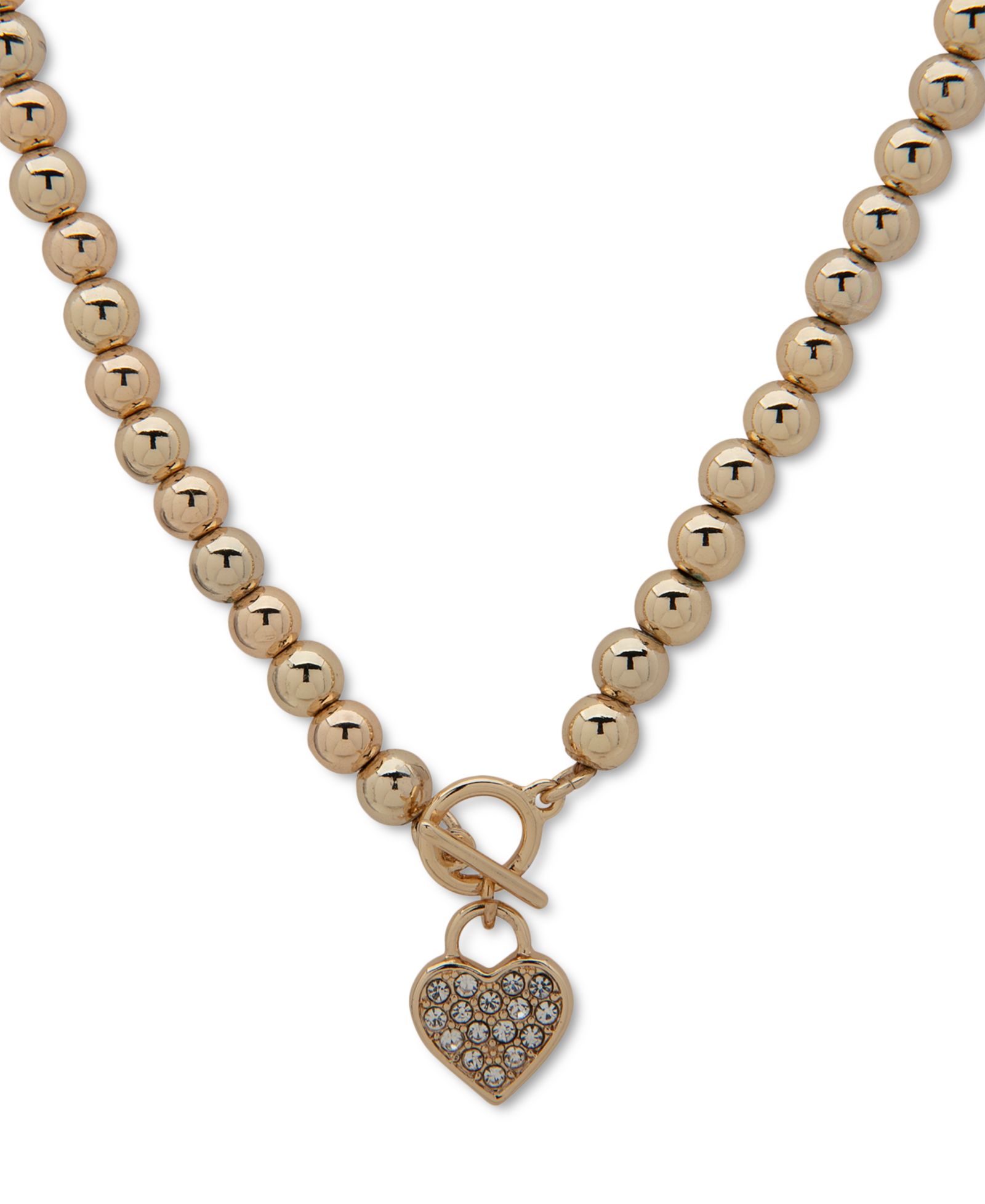 Anne Klein Золотистое ожерелье с кулоном в форме сердца и кристалла, 16" + 3" удлинитель
