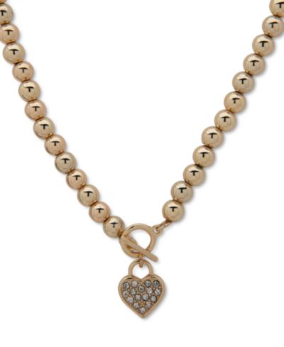 Anne Klein Золотистое ожерелье с кулоном в форме сердца и кристалла, 16" + 3" удлинитель