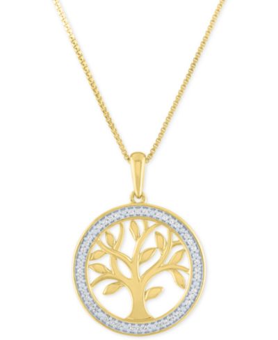 Подвеска Diamond Tree 18" в серебре или позолоченном серебре 14k