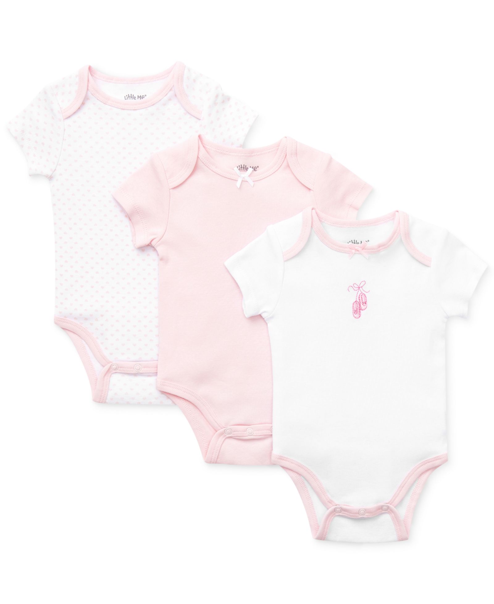 Детские боди Little Me Baby Girls Prima Ballerina Short Sleeved, упаковка 3 шт