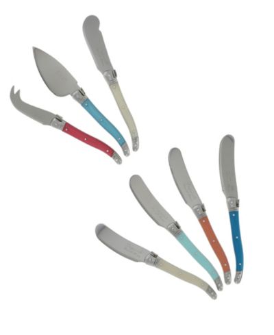 French Home набор ножей для сыра Laguiole Coral и Turquoise, 7 предметов