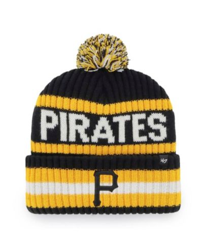 Мужская вязаная шапка '47 Brand Black Pittsburgh Pirates Bering Cuffed Knit Hat с помпоном