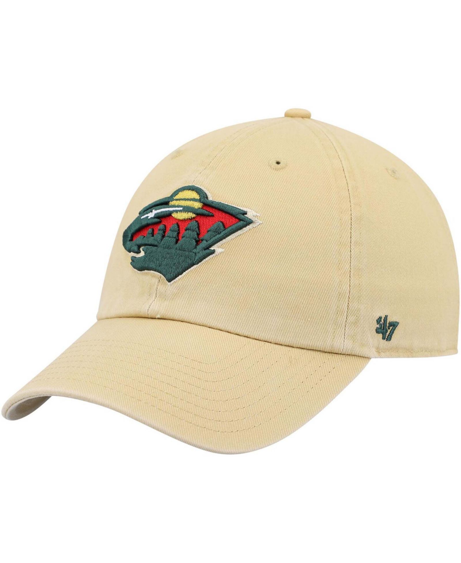 Мужская золотая регулируемая кепка Minnesota Wild Clean Up