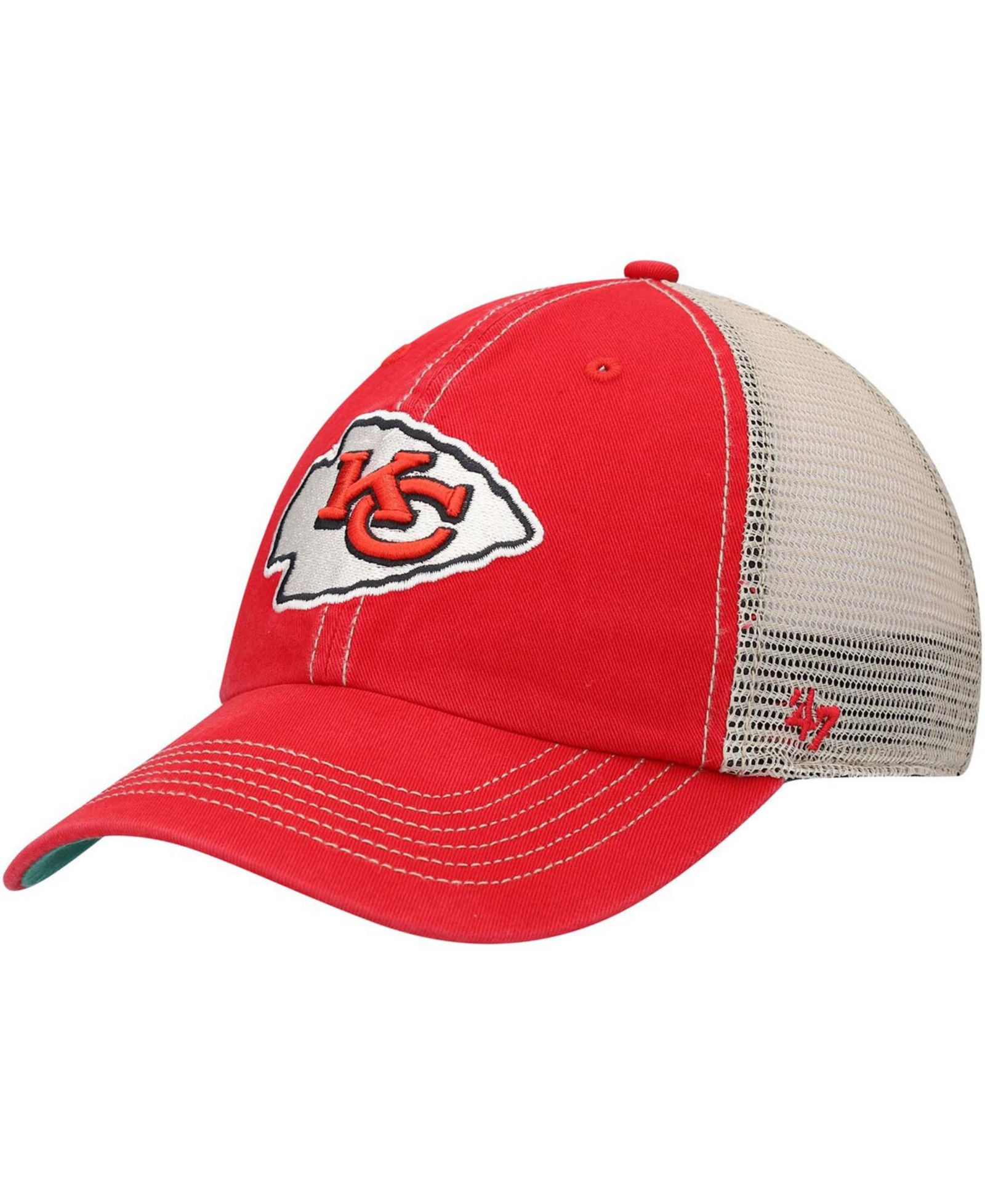Мужская кепка '47 Brand Red, Natural Kansas City Chiefs Trawler Trucker Clean Up Snapback