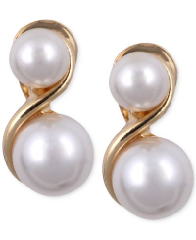 Серьги-клипсы Anne Klein Gold-Tone Glass Pearl E-Z Comfort