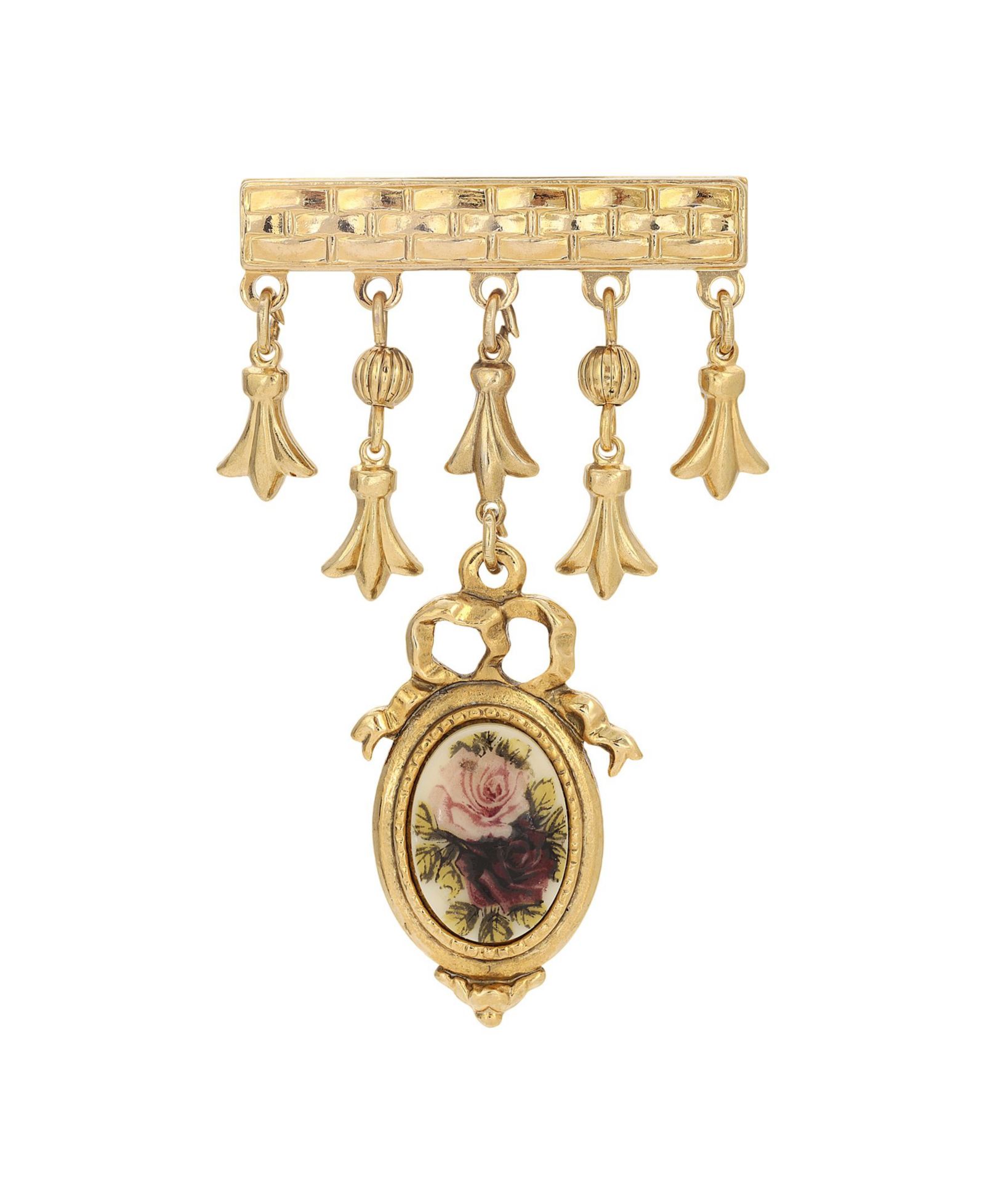 Золотистые серьги-подвески 2028 Gold-Tone Manor House Oval Drop Barpin