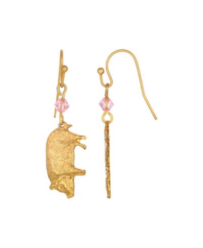 Серьги 2028 Gold-Tone Pig Drop