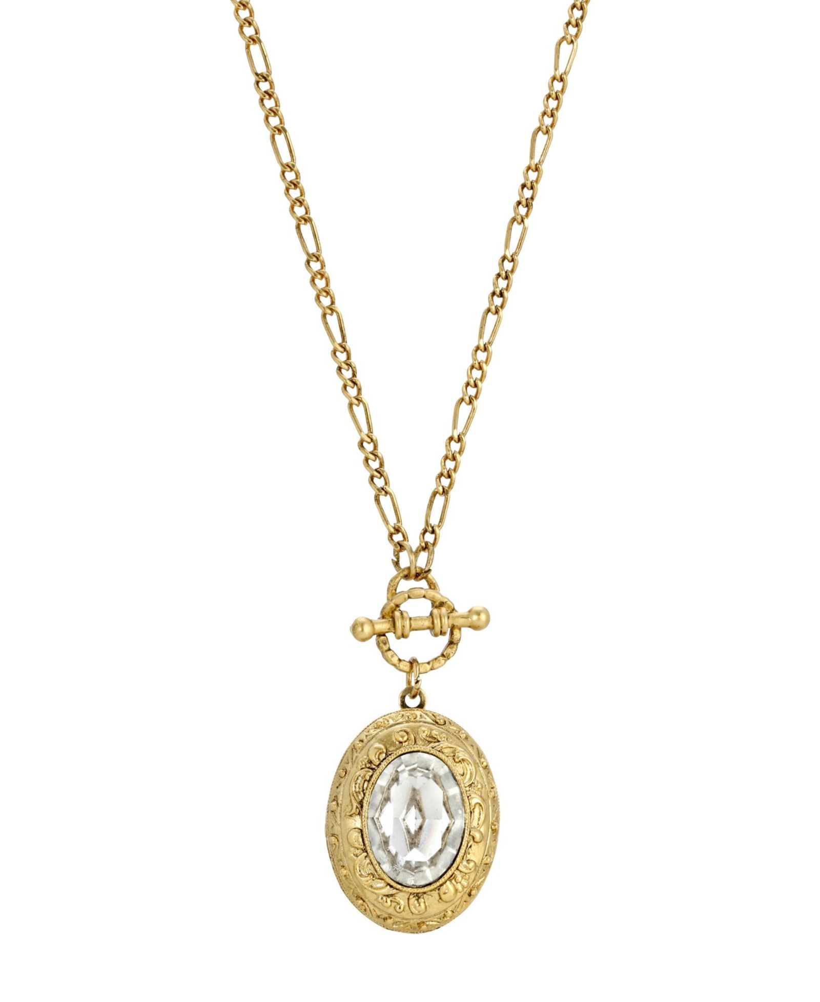 2028 Crystal Stone Flower Design Locket Necklace