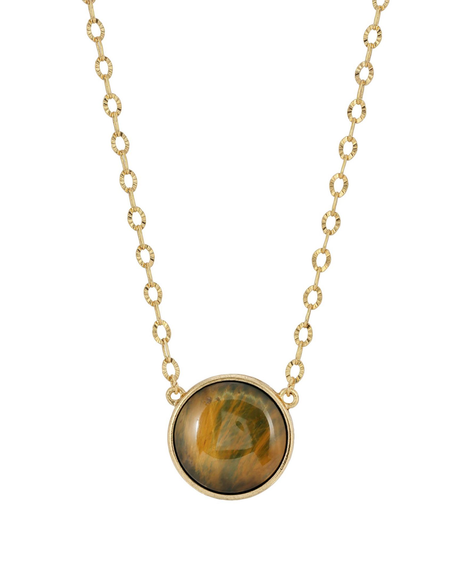 2028 Ожерелье с камнем Tiger Eye, золотистый цвет
