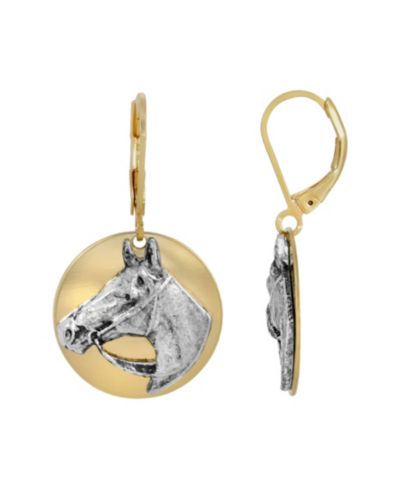 2028 Серьги с головой лошади, Gold-Tone Silver