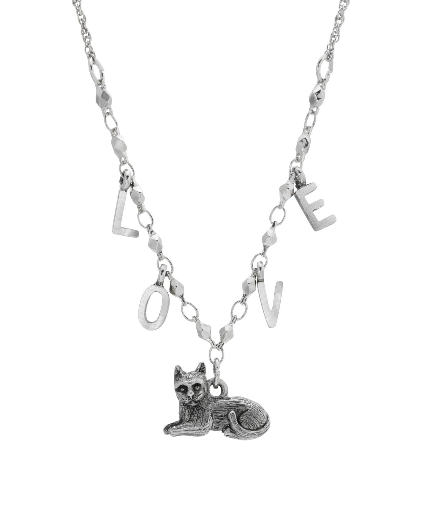 2028 Cat with Love Initials Necklace