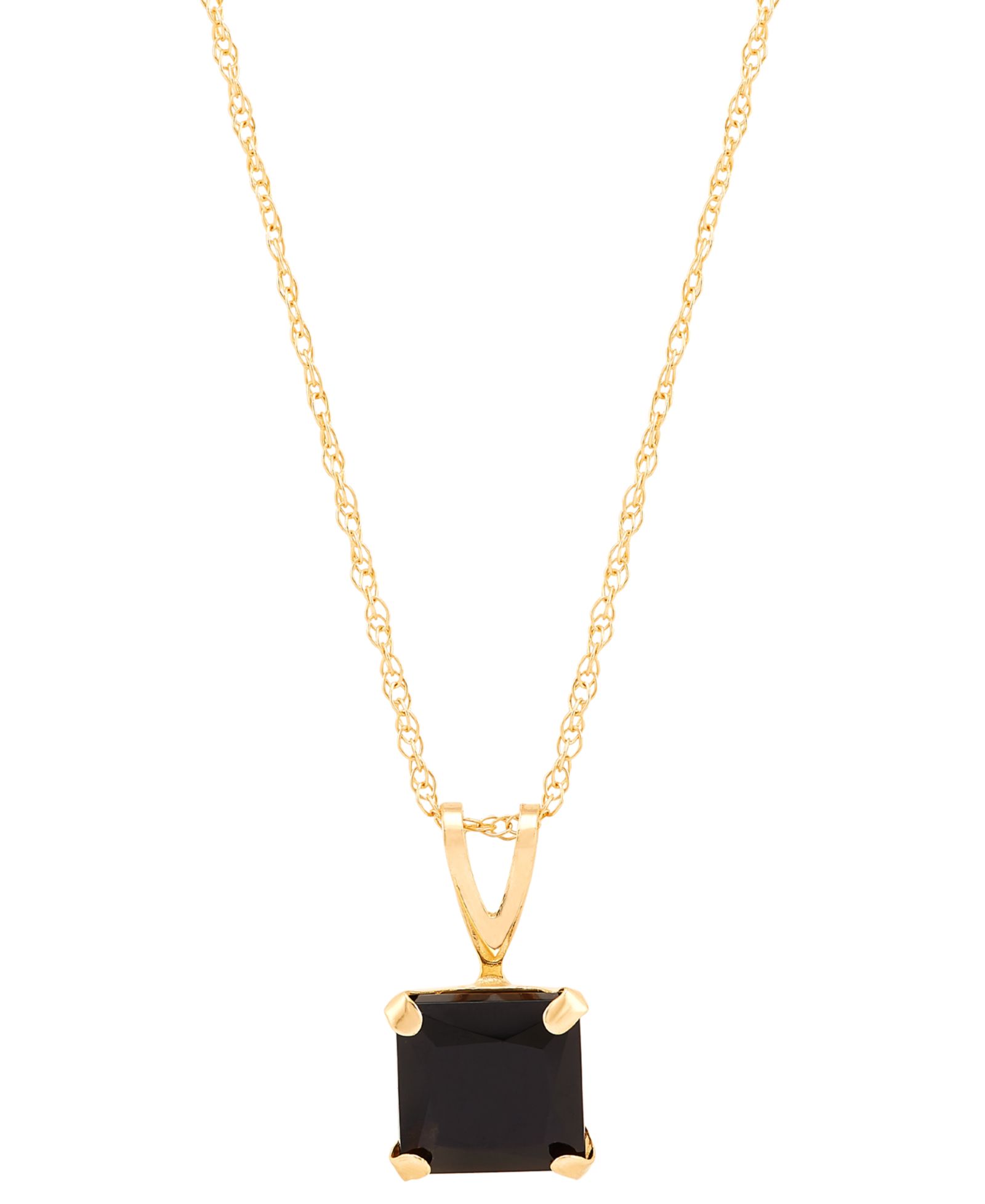 Onyx Square 18" Pendant Necklace in 14k Gold