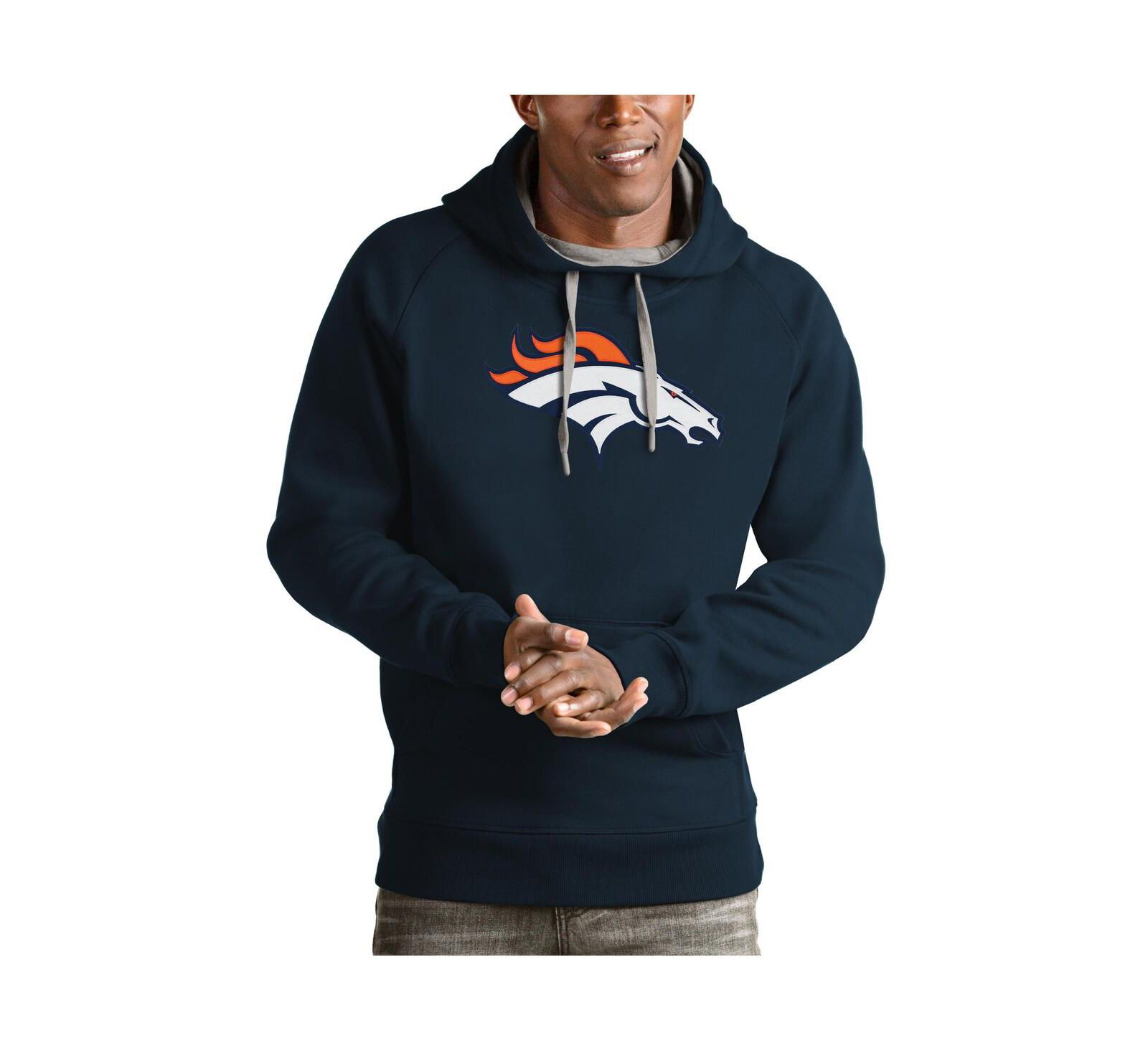 Antigua Men's Navy Denver Broncos Victory Pullover Hoodie