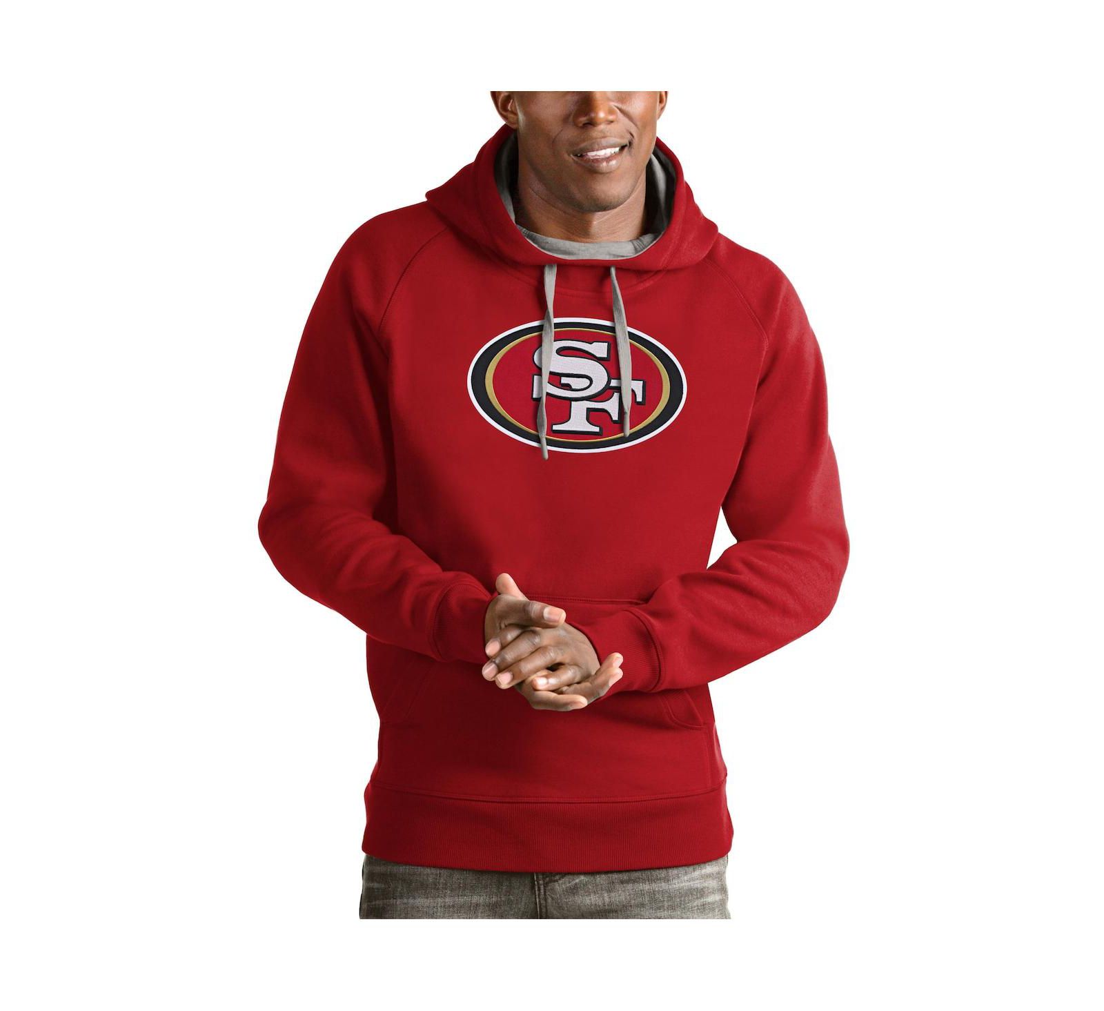 Antigua Men's Scarlet San Francisco 49ers Victory Pullover Hoodie