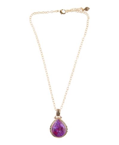 Barse Женский Havana Bronze and Purple Turquoise Pendant On Chain Necklace