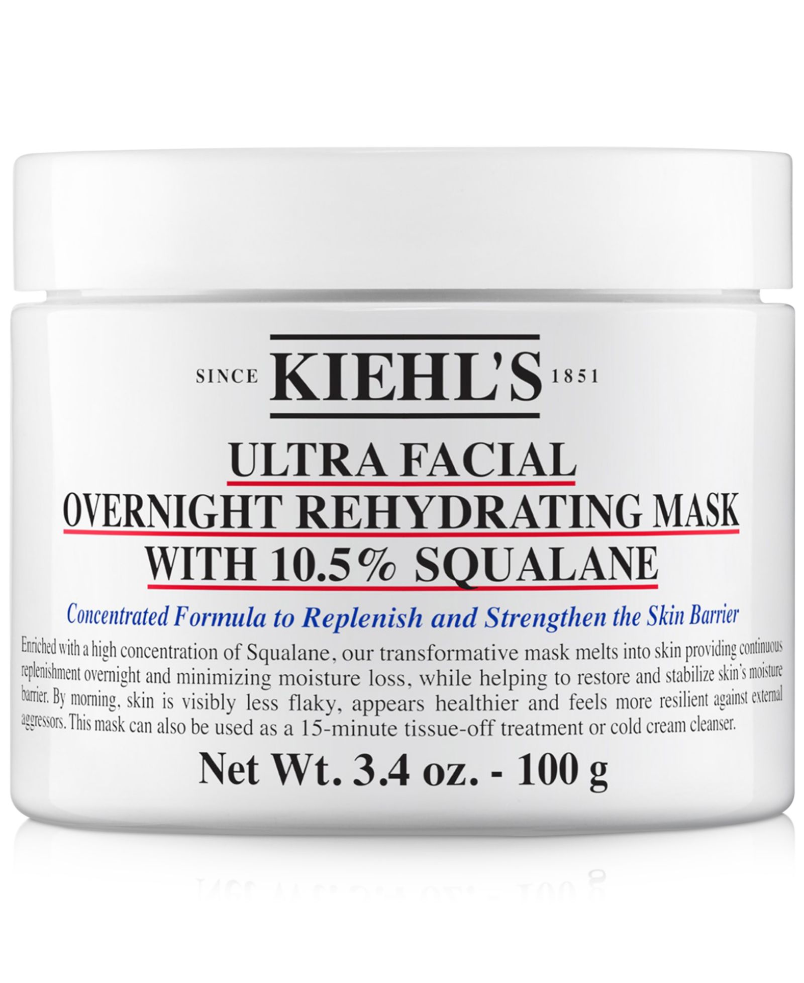 Kiehl's Since 1851 Ultra Facial Overnight Hydrating Mask With 10.5% Squalane, 3.4 oz.