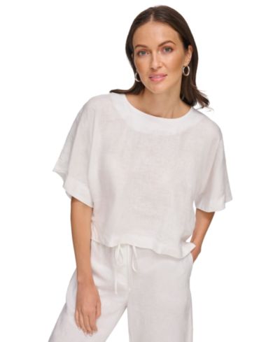 DKNY Женский льняной топ с открытыми плечами