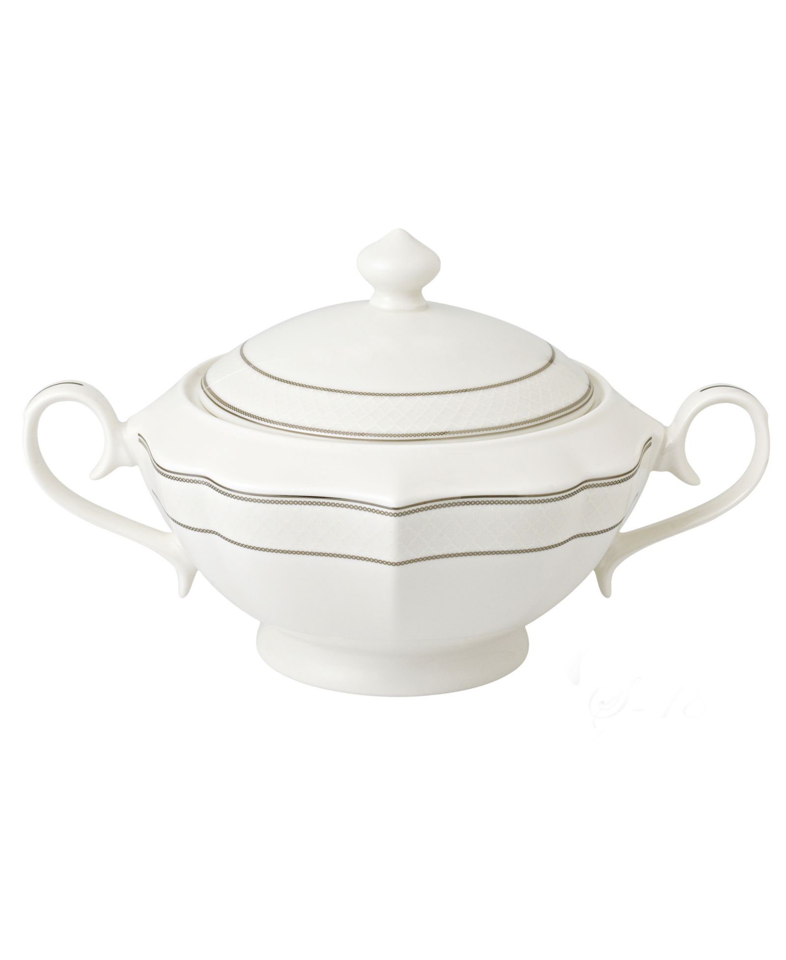 Lorren Home Trends La Luna Collection фарфоровая супница с крышкой, кружевной дизайн