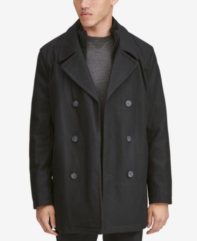 Marc New York Men's Peacoat with Inset Bib