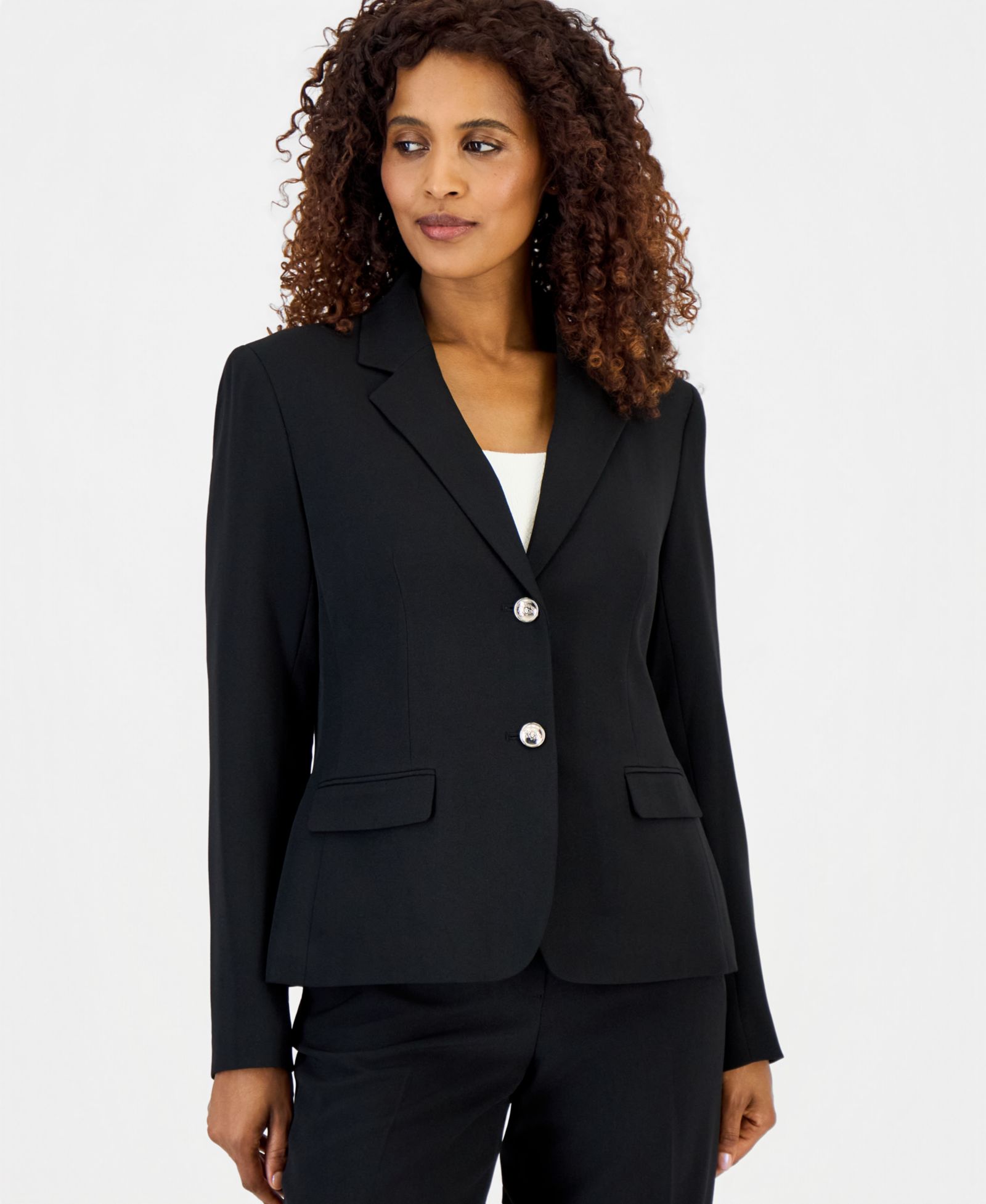 Kasper Stretch Crepe Two-Button Classic Blazer